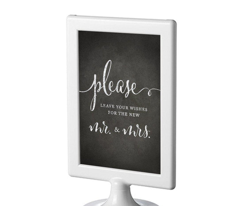 Framed Vintage Chalkboard Wedding Party Signs-Set of 1-Andaz Press-Leave Your Wishes For New Mr. & Mrs.-