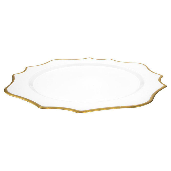 French Scroll Charger Plates-Set of 12-Koyal Wholesale-White-
