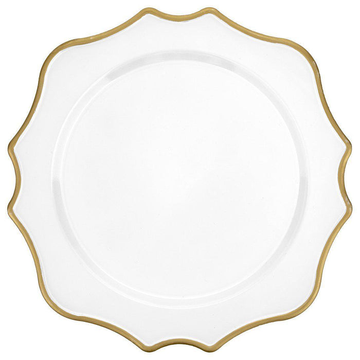French Scroll Charger Plates, Set of 12-Set of 12-Koyal Wholesale-White-