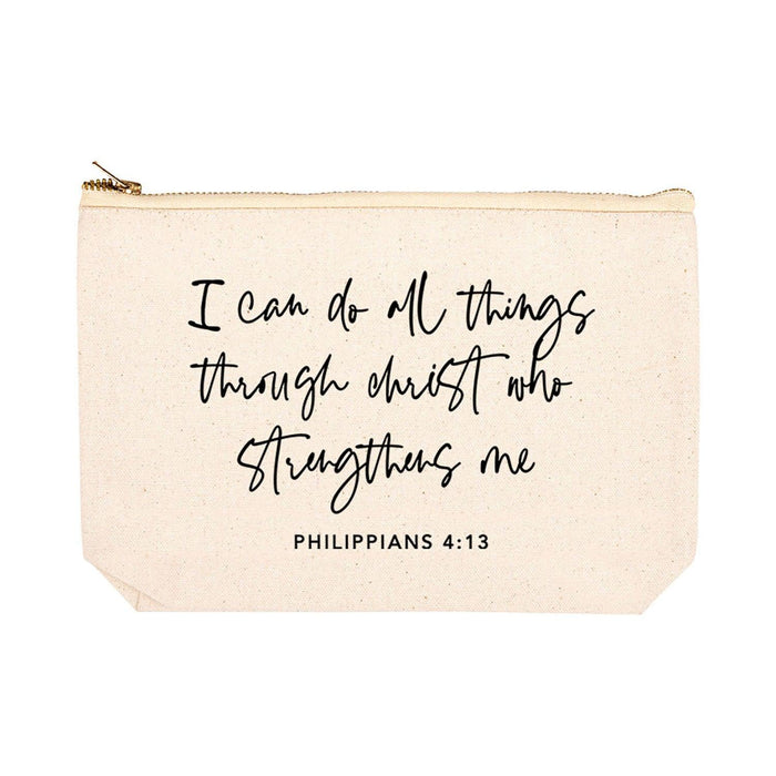Funny Cosmetic Bag with Zipper Makeup Pouch, Design 2-Set of 1-Andaz Press-I Can Do All Things Through Christ Who Strengthens Me-