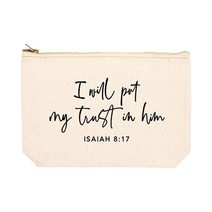 Funny Cosmetic Bag with Zipper Makeup Pouch, Design 2-Set of 1-Andaz Press-I Will Put My Trust In Him-
