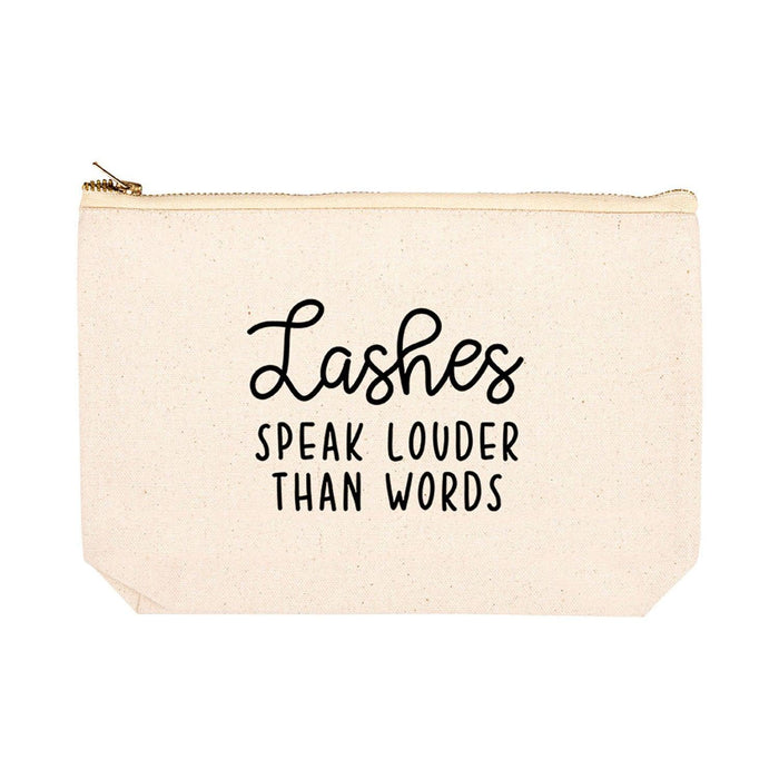 Funny Cosmetic Bag with Zipper Makeup Pouch, Design 2-Set of 1-Andaz Press-Lashes Speak Louder Than Words-