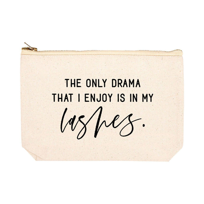 Funny Cosmetic Bag with Zipper Makeup Pouch, Design 2-Set of 1-Andaz Press-The Only Drama That I Enjoy Is In My Lashes-