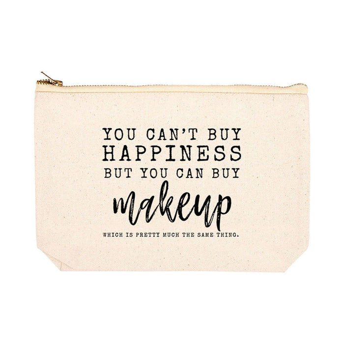 Funny Cosmetic Bag with Zipper Makeup Pouch, Design 2-Set of 1-Andaz Press-You Can't Buy Happiness But You Can Buy Makeup-