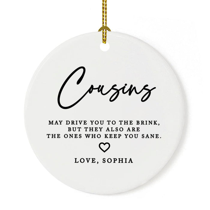 Funny Custom Cousins Round Porcelain Christmas Ornament Keepsake, Set of 1-Set of 1-Andaz Press-Childhood Playmates-