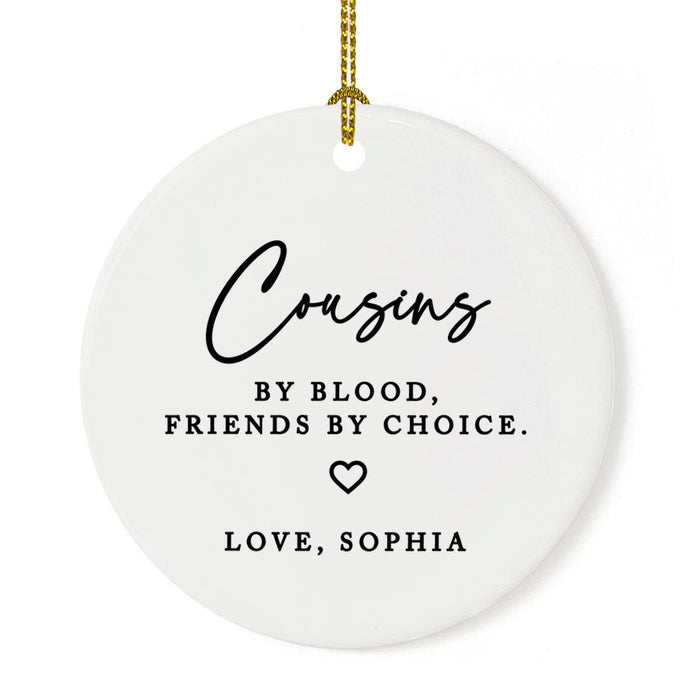 Funny Custom Cousins Round Porcelain Christmas Ornament Keepsake, Set of 1-Set of 1-Andaz Press-Childhood Playmates-