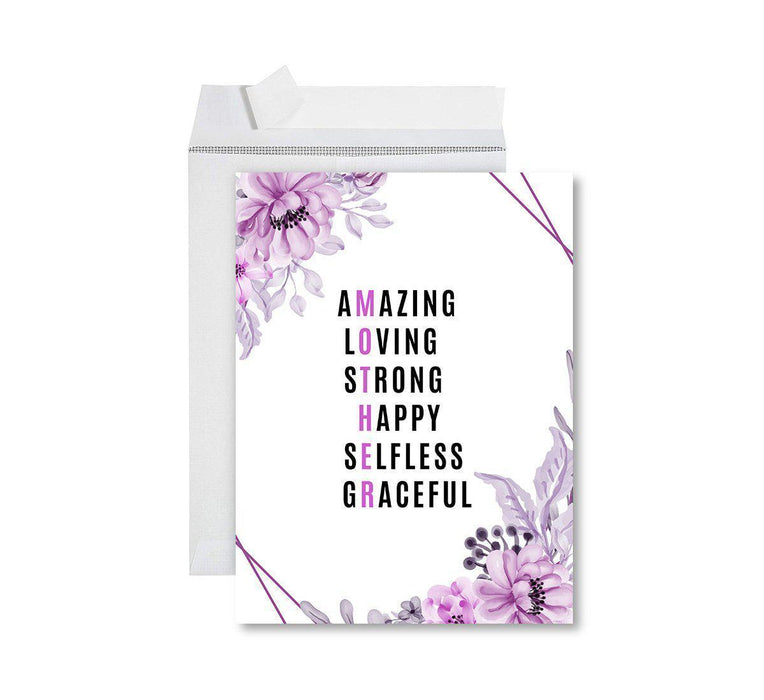 Funny Cute Mother's Day Jumbo Card With Envelope-Set of 1-Andaz Press-Amazing Loving Strong-
