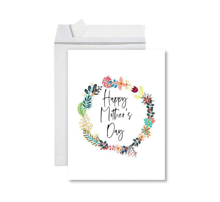 Funny Cute Mother's Day Jumbo Card With Envelope-Set of 1-Andaz Press-Happy Mother's Day Floral Wreath-