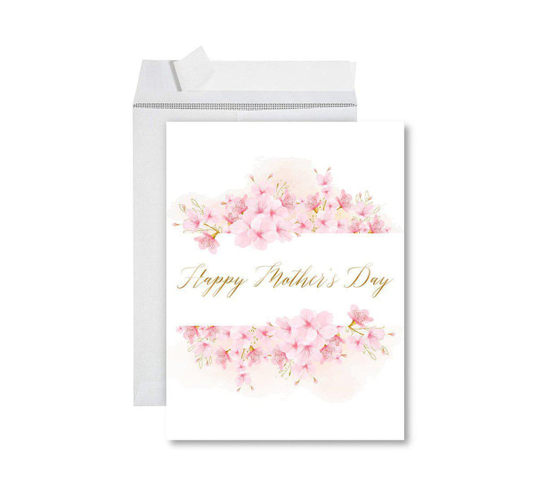 Funny Cute Mother's Day Jumbo Card With Envelope-Set of 1-Andaz Press-Happy Mother's Day Pink Florals-