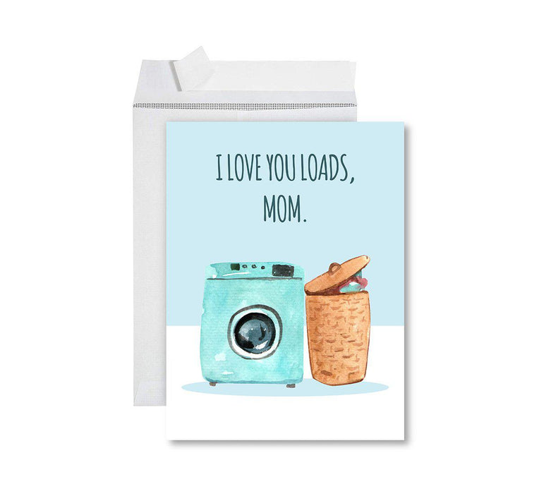 Funny Cute Mother's Day Jumbo Card With Envelope-Set of 1-Andaz Press-I love You Loads Mom-