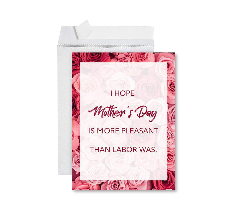 Funny Cute Mother's Day Jumbo Card With Envelope-Set of 1-Andaz Press-Pleasant Than Labor Was-