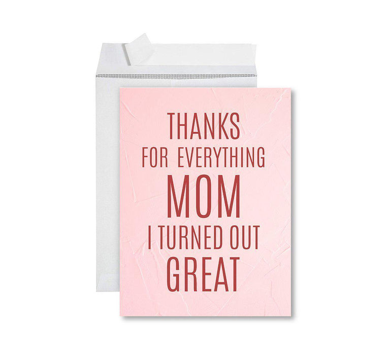 Funny Cute Mother's Day Jumbo Card With Envelope-Set of 1-Andaz Press-Thanks For Everything Mom-