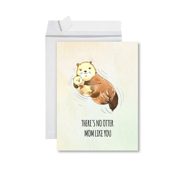 Funny Cute Mother's Day Jumbo Card With Envelope-Set of 1-Andaz Press-There's No Otter Mom Like You-
