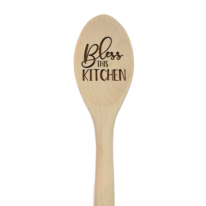 Funny Kitchen Mixing Spoon Engraved Wood Collection-Set of 1-Andaz Press-Bless-