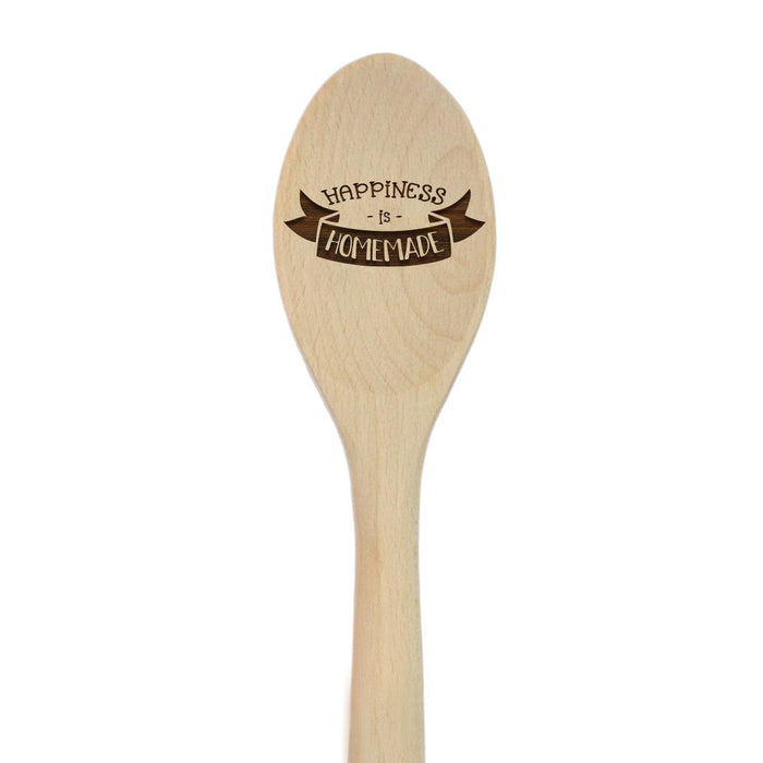 Funny Kitchen Mixing Spoon Engraved Wood Collection-Set of 1-Andaz Press-Happiness-
