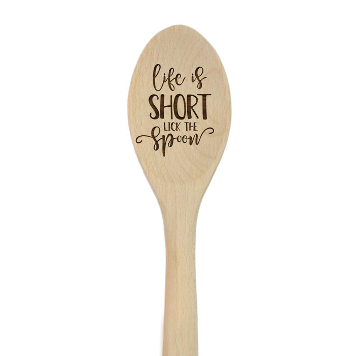 Funny Kitchen Mixing Spoon Engraved Wood Collection-Set of 1-Andaz Press-Lick-