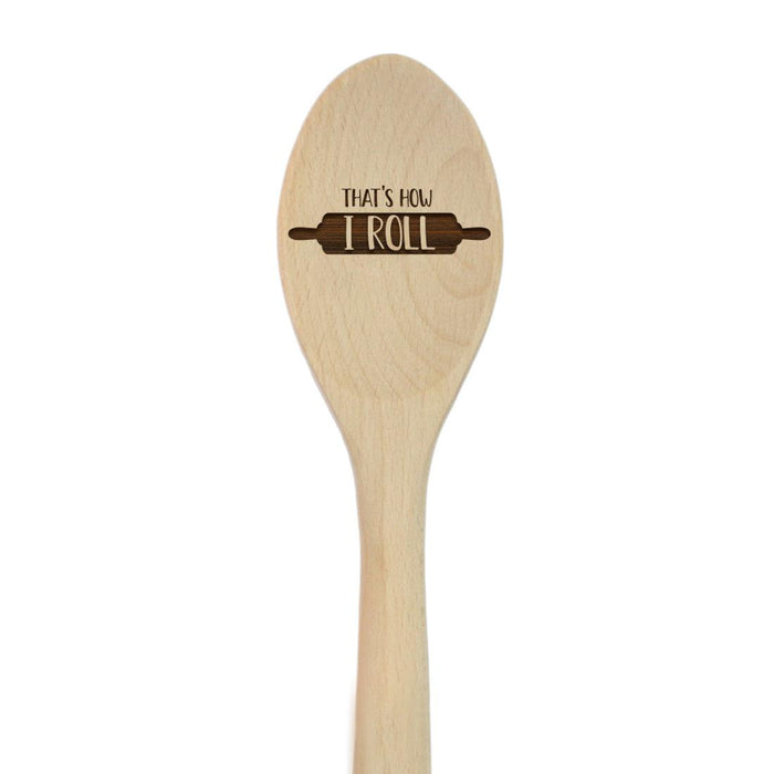Funny Kitchen Mixing Spoon Engraved Wood Collection-Set of 1-Andaz Press-Roll-