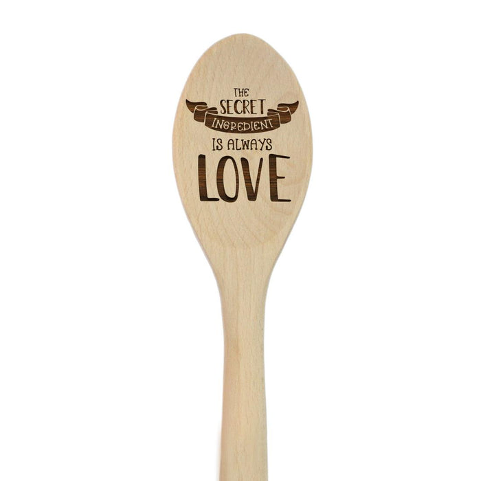 Funny Kitchen Mixing Spoon Engraved Wood Collection-Set of 1-Andaz Press-Secret Ingredient-