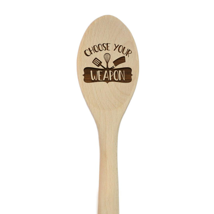 Funny Kitchen Mixing Spoon Engraved Wood Collection-Set of 1-Andaz Press-Weapon-