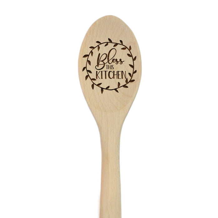 Funny Kitchen Mixing Spoon Engraved Wood Collection-Set of 1-Andaz Press-Wreath-