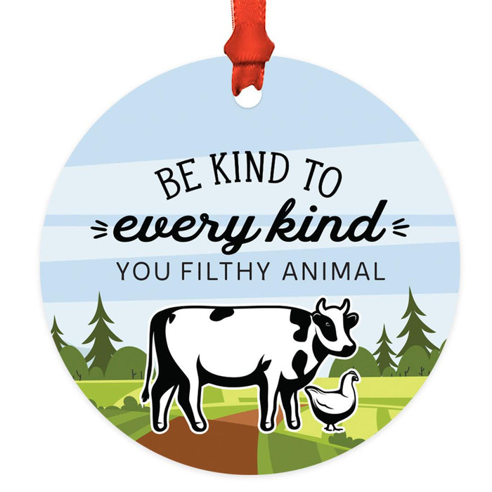 Funny Vegan Metal Ornament, Christmas Gift Ideas for Tree, Unique Decor for Men & Women-Set of 1-Andaz Press-I Don't Eat Anything That Farts-