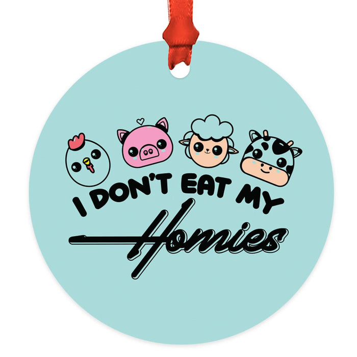 Funny Vegan Metal Ornament, Christmas Gift Ideas for Tree, Unique Decor for Men & Women-Set of 1-Andaz Press-I Don't Eat Anything That Farts-