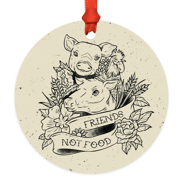 Funny Vegan Metal Ornament, Christmas Gift Ideas for Tree, Unique Decor for Men & Women-Set of 1-Andaz Press-I Don't Eat Anything That Farts-