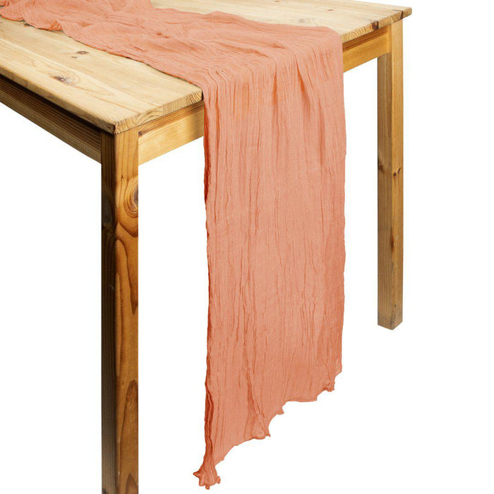 Gauze Cheesecloth Table Runner Fabric Netting Sheer Tablecloth-Koyal Wholesale-Terracotta-Set of 1-