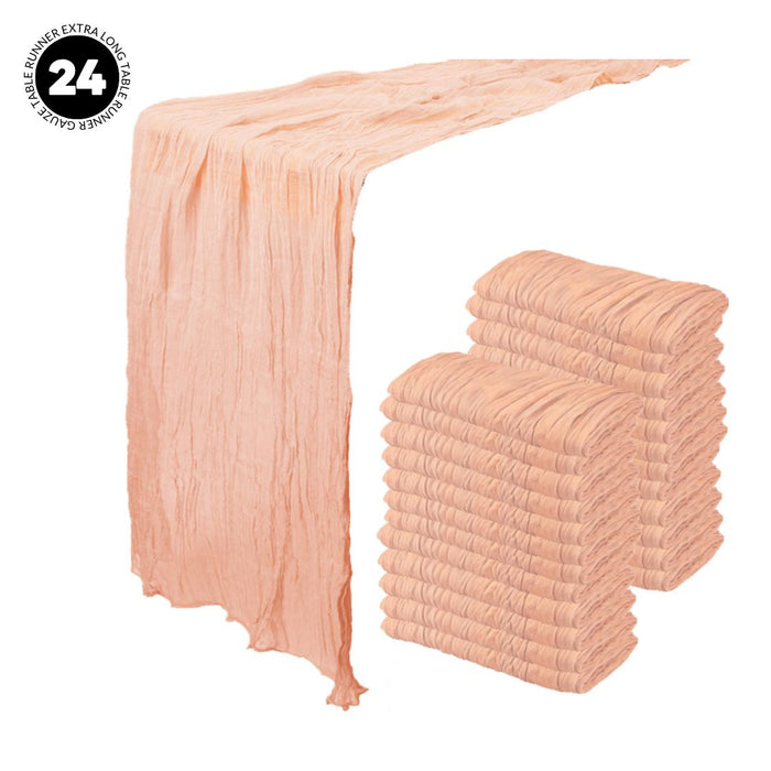 Gauze Cheesecloth Table Runner Fabric Netting Sheer Tablecloth-Koyal Wholesale-Blush Pink-Set of 1-