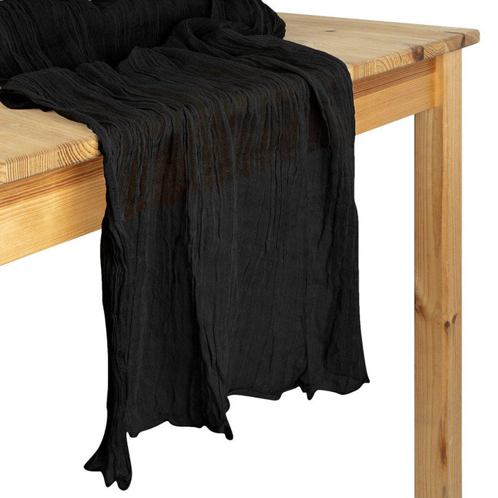 Gauze Cheesecloth Table Runner Fabric Netting Sheer Tablecloth-Koyal Wholesale-Black-Set of 1-