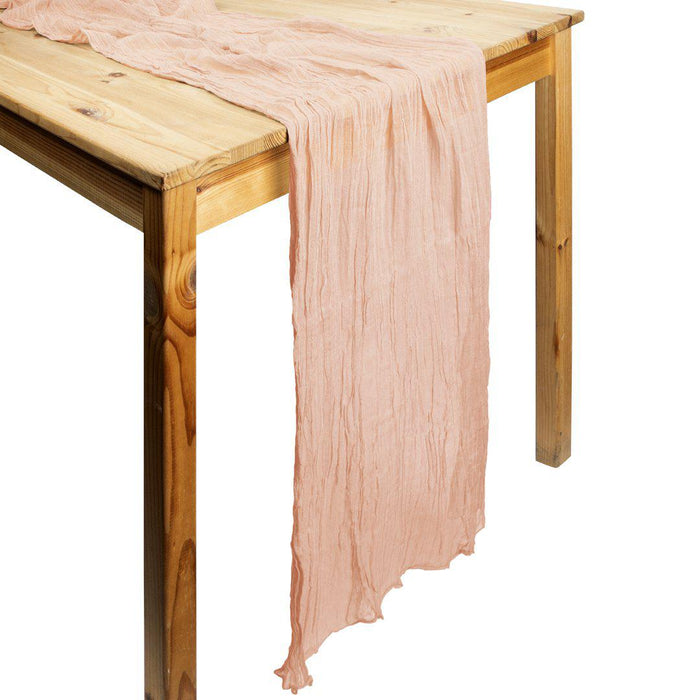 Gauze Cheesecloth Table Runner Fabric Netting Sheer Tablecloth-Koyal Wholesale-Blush Pink-Set of 1-