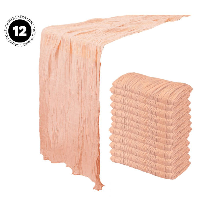 Gauze Cheesecloth Table Runner Fabric Netting Sheer Tablecloth-Koyal Wholesale-Blush Pink-Set of 12-