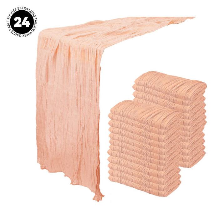 Gauze Cheesecloth Table Runner Fabric Netting Sheer Tablecloth-Koyal Wholesale-Blush Pink-Set of 24-