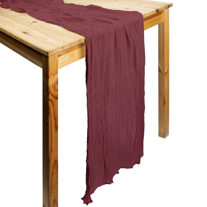 Gauze Cheesecloth Table Runner Fabric Netting Sheer Tablecloth-Koyal Wholesale-Burgundy-Set of 1-