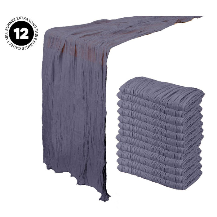 Gauze Cheesecloth Table Runner Fabric Netting Sheer Tablecloth-Koyal Wholesale-Charcoal Gray-Set of 12-