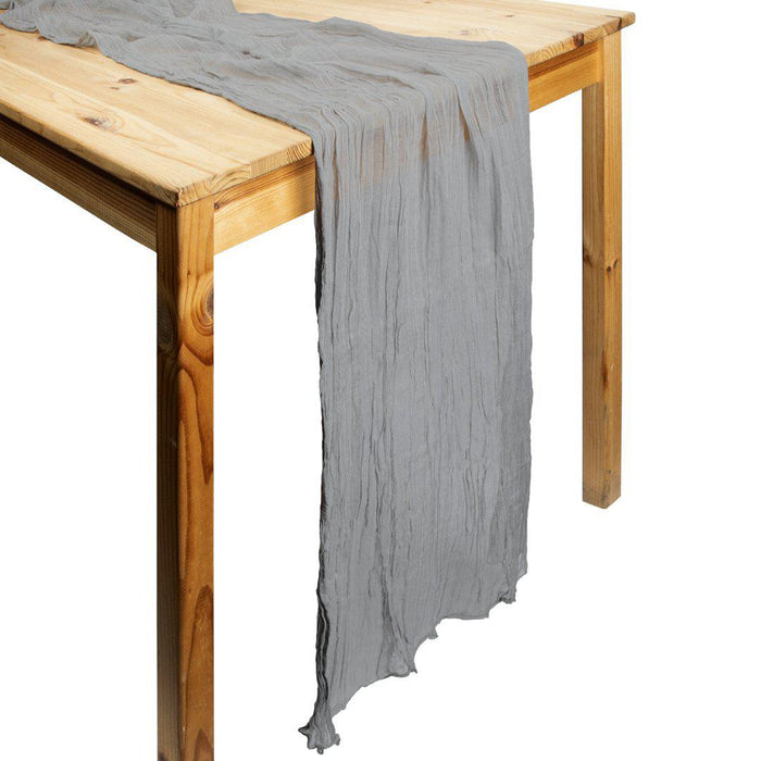 Gauze Cheesecloth Table Runner Fabric Netting Sheer Tablecloth-Koyal Wholesale-Dark Gray-Set of 1-