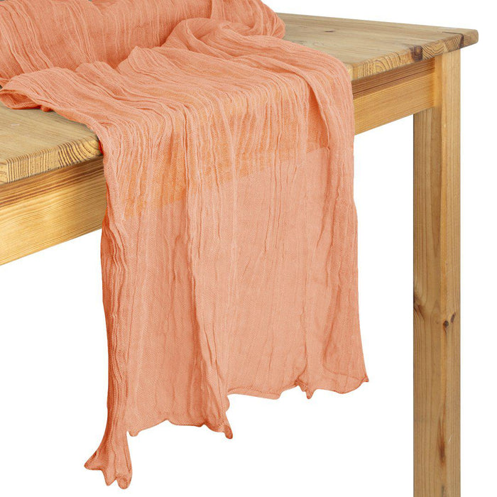 Gauze Cheesecloth Table Runner Fabric Netting Sheer Tablecloth-Koyal Wholesale-Dark Orange-Set of 1-