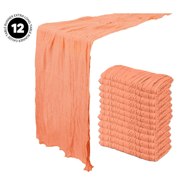 Gauze Cheesecloth Table Runner Fabric Netting Sheer Tablecloth-Koyal Wholesale-Dark Orange-Set of 12-