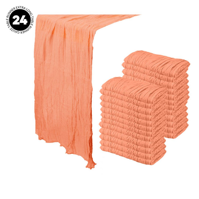 Gauze Cheesecloth Table Runner Fabric Netting Sheer Tablecloth-Koyal Wholesale-Dark Orange-Set of 24-