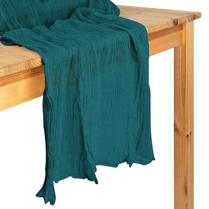 Gauze Cheesecloth Table Runner Fabric Netting Sheer Tablecloth-Koyal Wholesale-Dark Teal Blue-Set of 1-