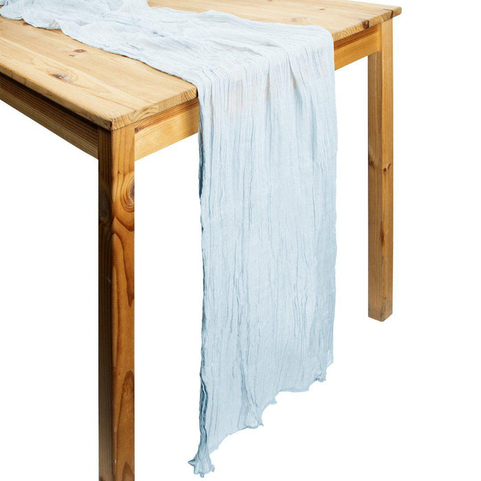 Gauze Cheesecloth Table Runner Fabric Netting Sheer Tablecloth-Koyal Wholesale-Dusty Blue-Set of 1-