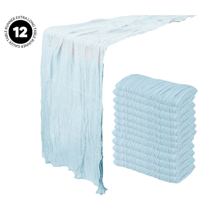 Gauze Cheesecloth Table Runner Fabric Netting Sheer Tablecloth-Koyal Wholesale-Dusty Blue-Set of 12-