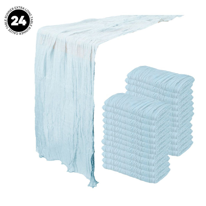 Gauze Cheesecloth Table Runner Fabric Netting Sheer Tablecloth-Koyal Wholesale-Dusty Blue-Set of 24-