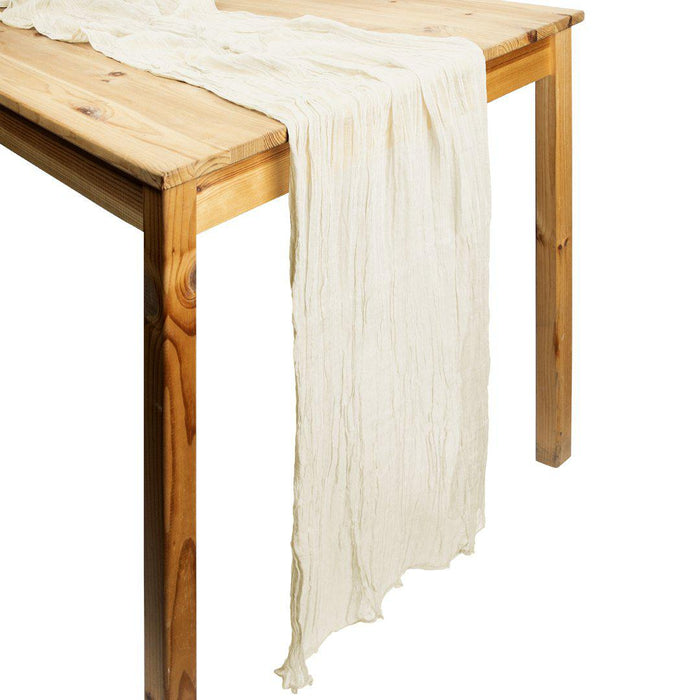 Gauze Cheesecloth Table Runner Fabric Netting Sheer Tablecloth-Koyal Wholesale-Ivory-Set of 1-