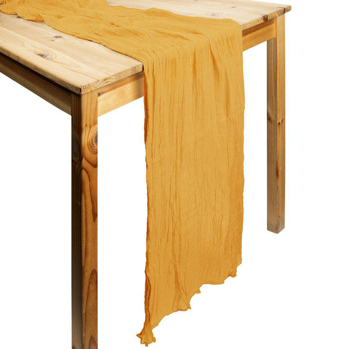 Gauze Cheesecloth Table Runner Fabric Netting Sheer Tablecloth-Koyal Wholesale-Marigold Yellow-Set of 1-