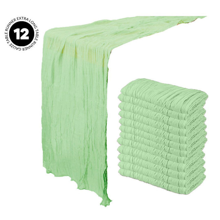 Gauze Cheesecloth Table Runner Fabric Netting Sheer Tablecloth-Koyal Wholesale-Mint-Set of 12-
