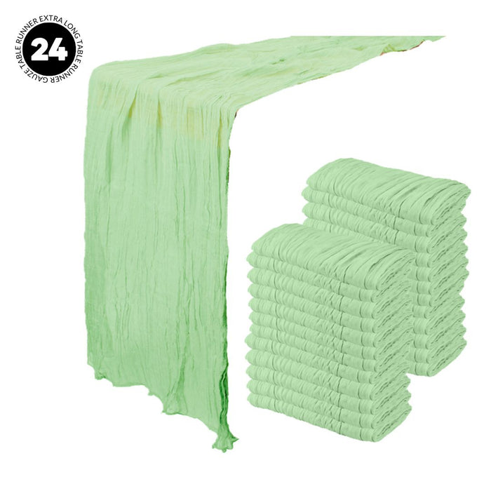 Gauze Cheesecloth Table Runner Fabric Netting Sheer Tablecloth-Koyal Wholesale-Mint-Set of 24-