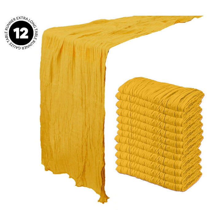 Gauze Cheesecloth Table Runner Fabric Netting Sheer Tablecloth-Koyal Wholesale-Mustard Yellow-Set of 12-
