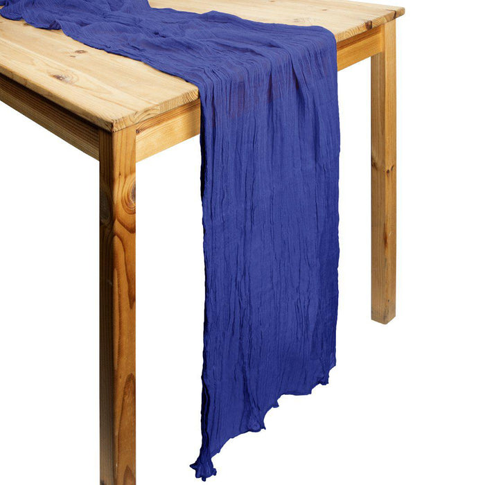 Gauze Cheesecloth Table Runner Fabric Netting Sheer Tablecloth-Koyal Wholesale-Navy Blue-Set of 1-