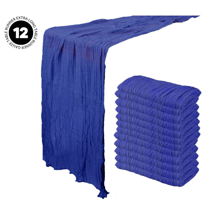 Gauze Cheesecloth Table Runner Fabric Netting Sheer Tablecloth-Koyal Wholesale-Navy Blue-Set of 12-